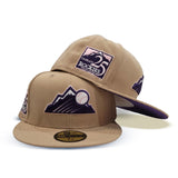 Tan Colorado Rockies Purple Bottom 25th Anniversary Side Patch New Era 59Fifty Fitted