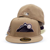 Tan Colorado Rockies Purple Bottom 25th Anniversary Side Patch New Era 59Fifty Fitted