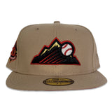 Tan Colorado Rockies Red Bottom 20th Anniversary Side Patch New Era 59Fifty Fitted