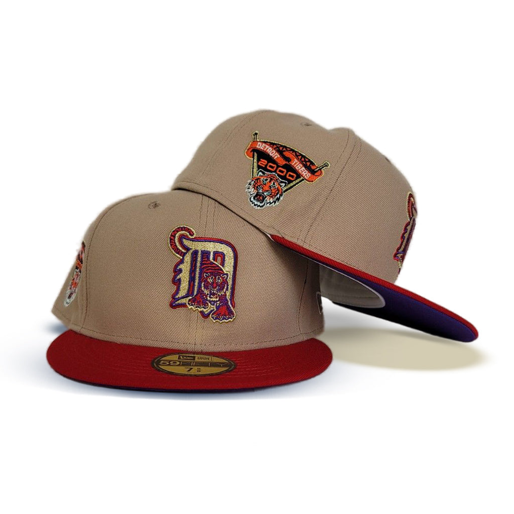 Tan Detroit Tigers Red Visor Purple Bottom 2000 Tiger Side Patch New Era 59Fifty Fitted