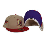 Tan Detroit Tigers Red Visor Purple Bottom 2000 Tiger Side Patch New Era 59Fifty Fitted