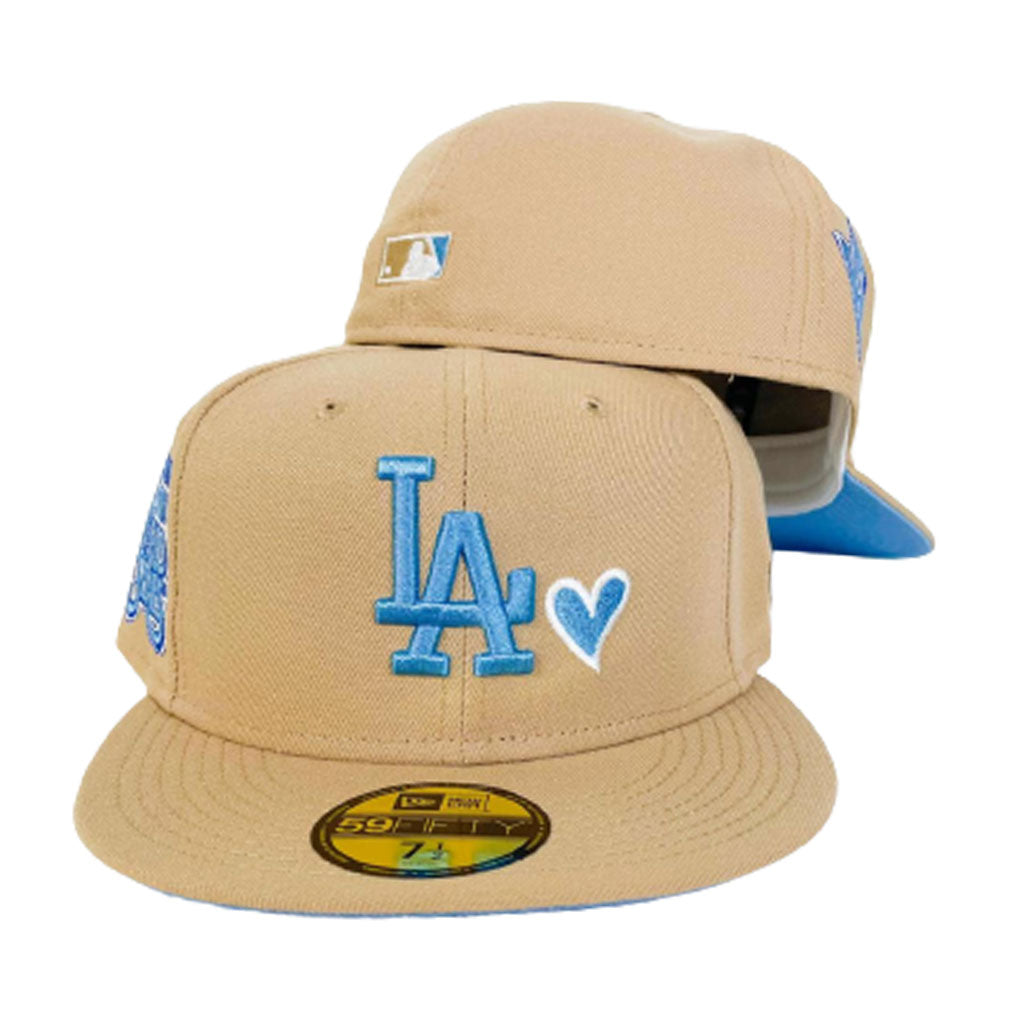Tan Heart Los Angeles Dodgers Icy Blue Bottom 75th World Series Champions New Era 59Fifty Fitted