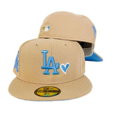 Tan Heart Los Angeles Dodgers Icy Blue Bottom 75th World Series Champions New Era 59Fifty Fitted