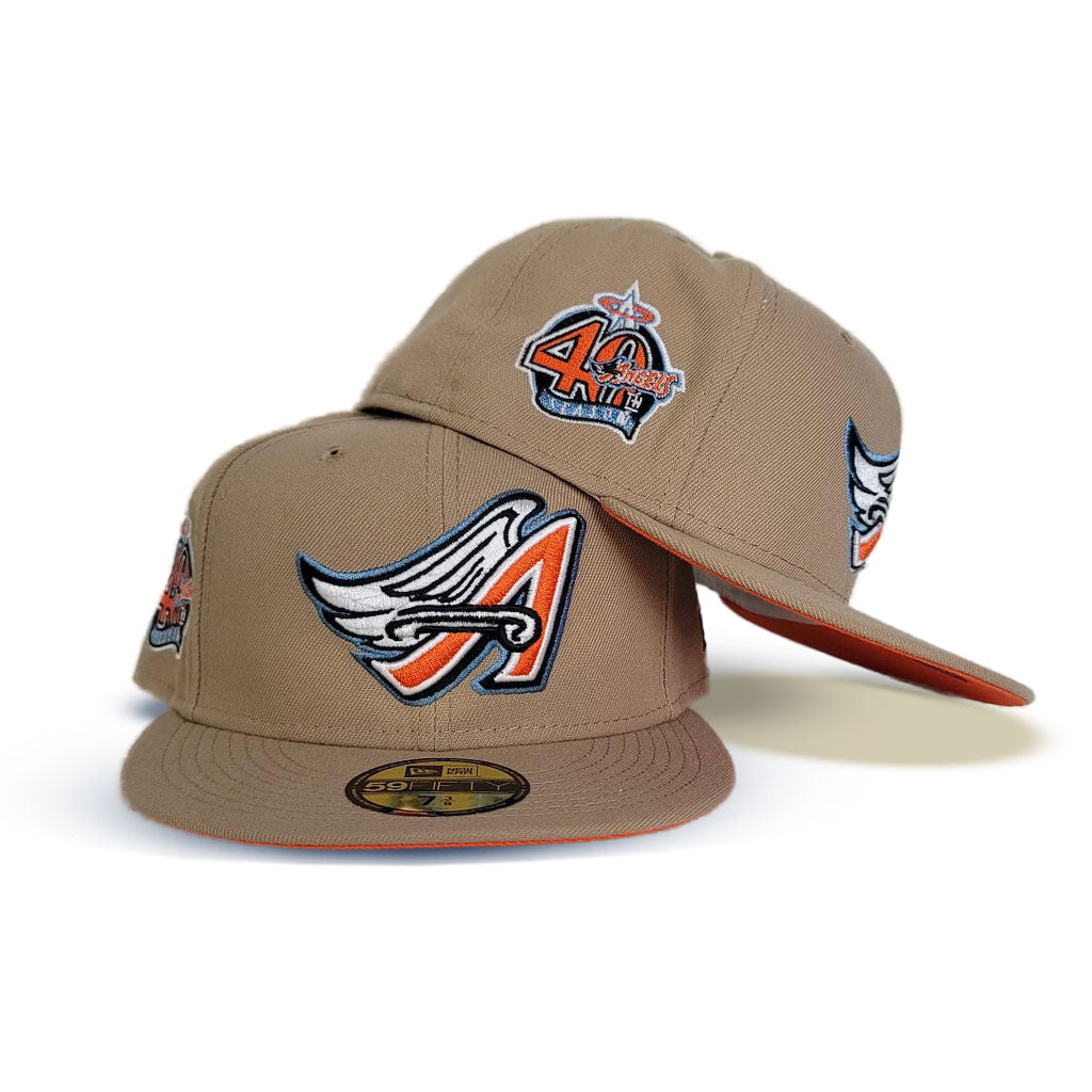 Men's Los Angeles Angels New Era Tan 40th Season Sky Blue Undervisor  59FIFTY Fitted Hat