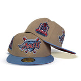 Tan Los Angeles Angels Sky Blue Visor Red Bottom 50th Anniversary Side Patch New Era 59Fifty Fitted