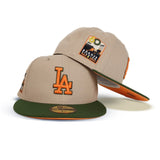 Tan Los Angeles Dodgers Olive Green Visor Orange Bottom 60th Anniversary Side Patch New Era 59Fifty Fitted