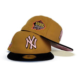 Tan New York Yankees Black Corduroy Visor Pink Bottom 1999 Worl Series Side Patch New Era 59Fifty Fitted