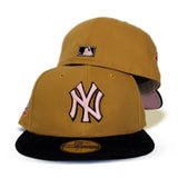 Tan New York Yankees Black Corduroy Visor Pink Bottom 1999 Worl Series Side Patch New Era 59Fifty Fitted