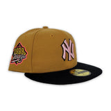 Tan New York Yankees Black Corduroy Visor Pink Bottom 1999 World Series Side Patch New Era 59Fifty Fitted