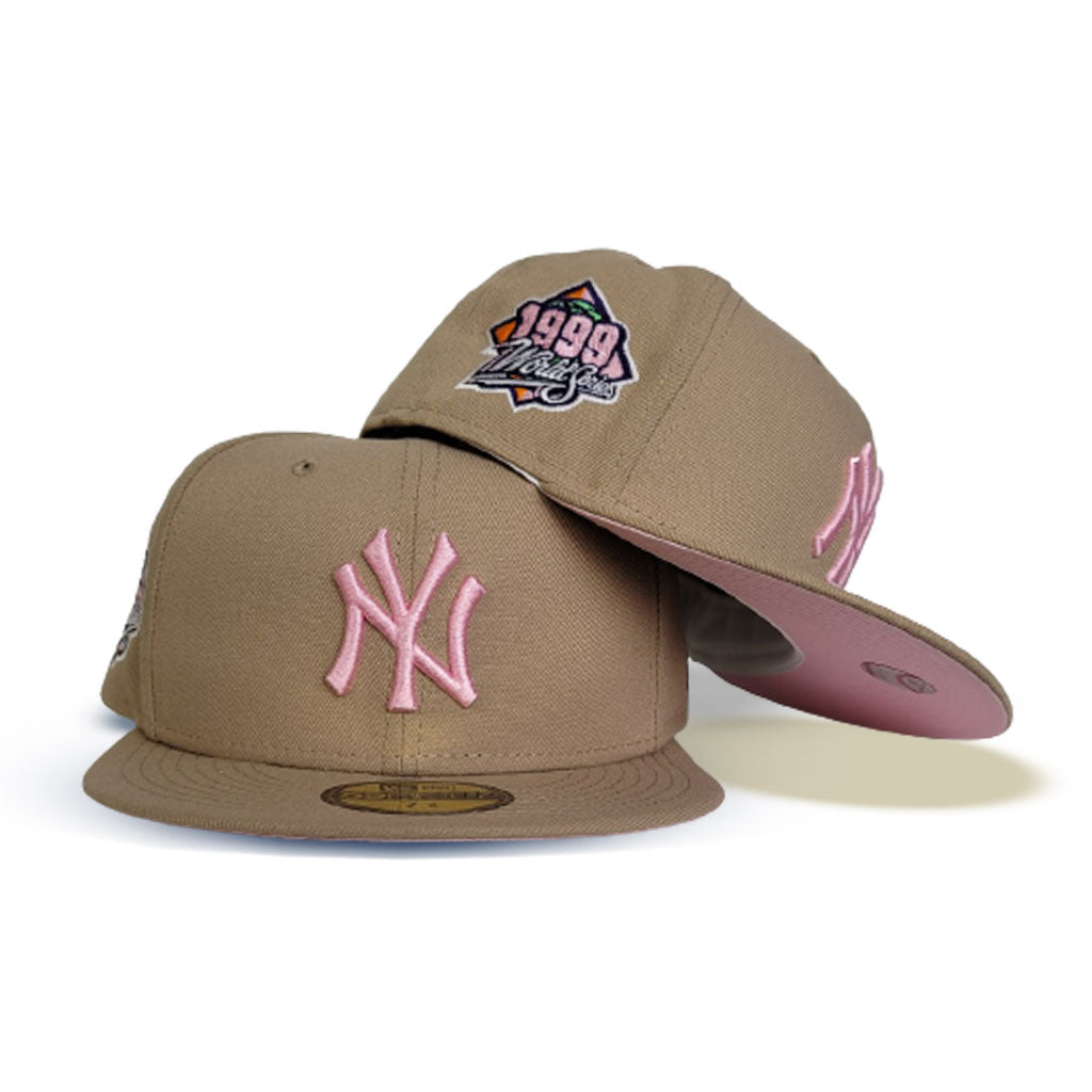 Tan New York Yankees Pink Bottom 1999 World Series Side Patch New Era  59Fifty Fitted