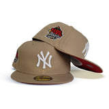 Product - Tan New York Yankees Red Bottom 1999 World Series Side Patch New Era 59Fifty Fitted
