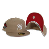 Tan New York Yankees Red Bottom 1999 World Series Side Patch New Era 59Fifty Fitted