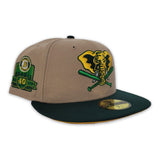 Tan Oakland Athletics Green Visor Yellow Bottom 40th Anniversary Side Patch "Oatmeal Collection" New Era 59Fifty Fitted