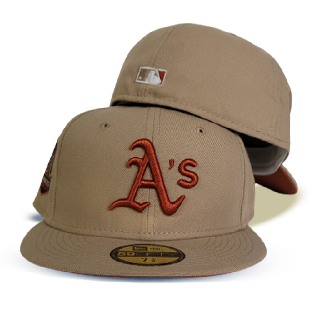 Tan Texas Rangers Olive Green Visor Orange Bottom 50th Anniversary Side Patch New Era 59FIFTY Fitted 71/2