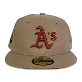 Tan Oakland Athletics Rust Orange Bottom 50th Anniversary Side Patch New Era 59Fifty Fitted