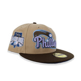 Tan Philadelphia Phillies Brown Visor Sea Blue Bottom 1996 All Star Game Side Patch New Era 59Fifty Fitted