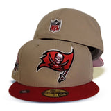 Tan Red Visor Tampa Bay Buccaneers Pink Bottom 30th Season Side Patch New Era 59Fifty Fitted
