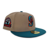 Tan Seattle Mariners Aqua Visor Red Bottom 30th Anniversary Side Patch "Oatmeal Collection" New Era 59Fifty Fitted