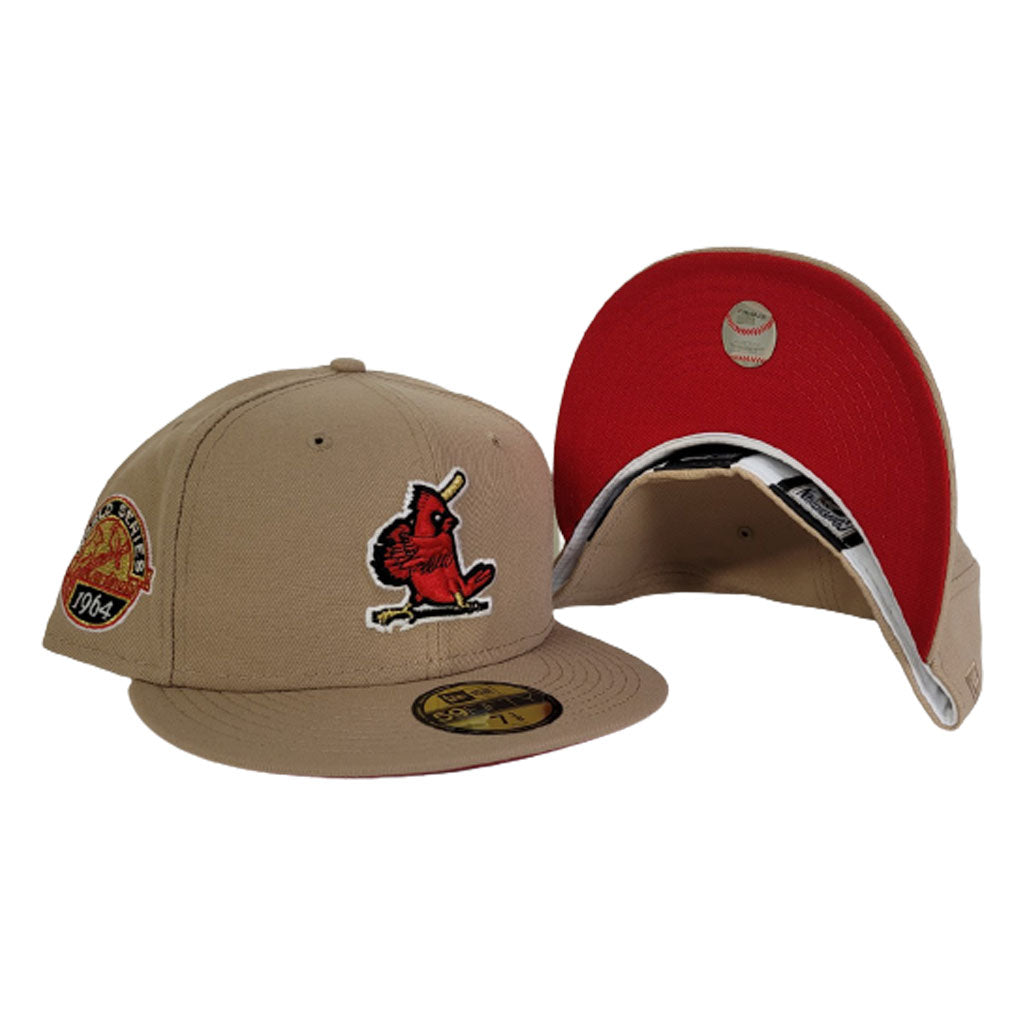 St. Louis Cardinals 47 Brand Red w\\ Tan Mesh Patch Logo Snapback Slouch Hat  Cap
