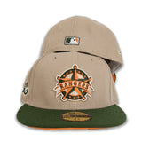 Tan Texas Rangers Olive Green Visor Orange Bottom 50th Anniversary Side Patch New Era 59Fifty Fitted