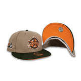 Tan Texas Rangers Olive Green Visor Orange Bottom 50th Anniversary Side Patch New Era 59Fifty Fitted