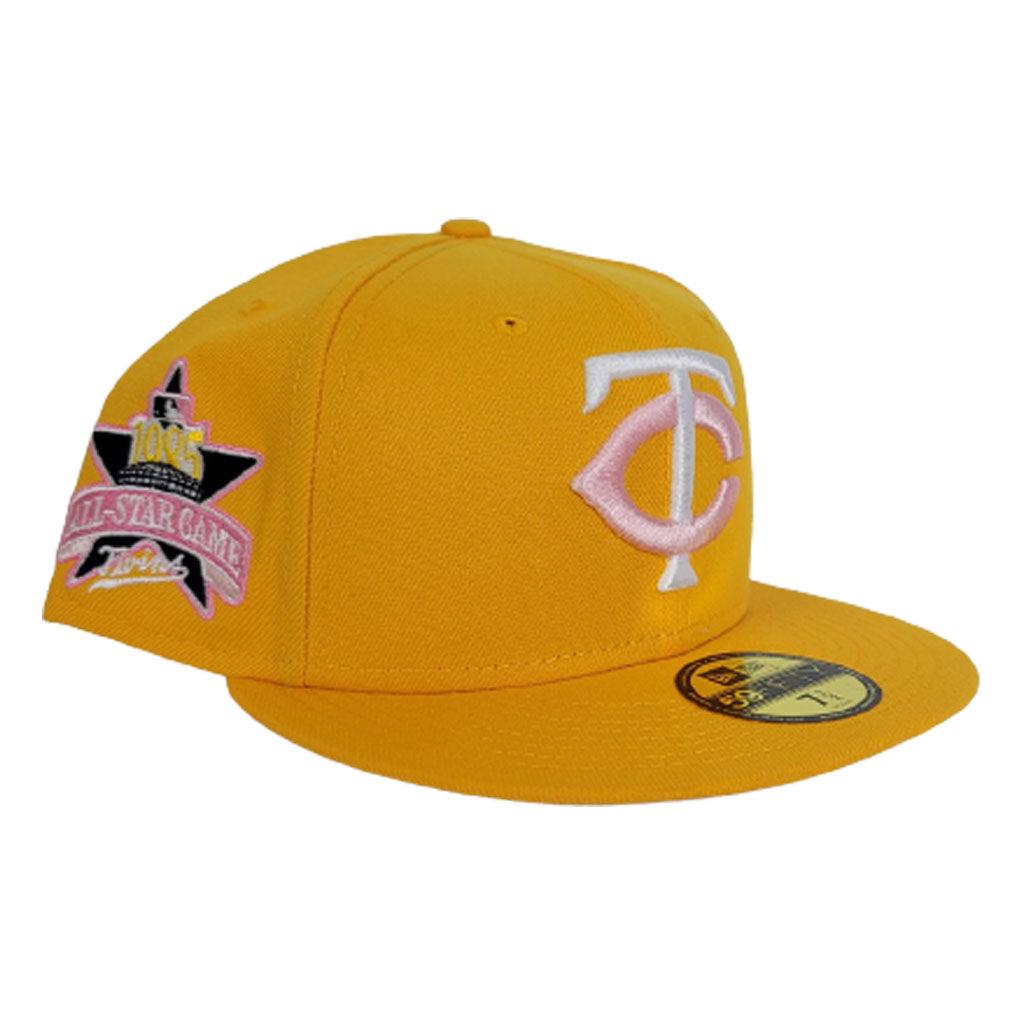Taxi Yellow Minnesota Twins Pink Bottom 1985 All Star Game Side Patch New Era 59Fifty Fitted