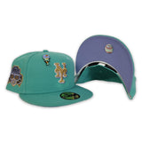 Teal New York Mets Lavender Bottom Final Season Side Patch New Era 59Fifty Fitted