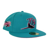 Teal Tampa Bay Rays Bright Pink Bottom 1998 Inaugural Season New Era 59Fifty Fitted