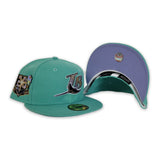 Teal Tampa Bay Rays Lavender Bottom 20th Anniversary Side Patch New Era 59Fifty Fitted