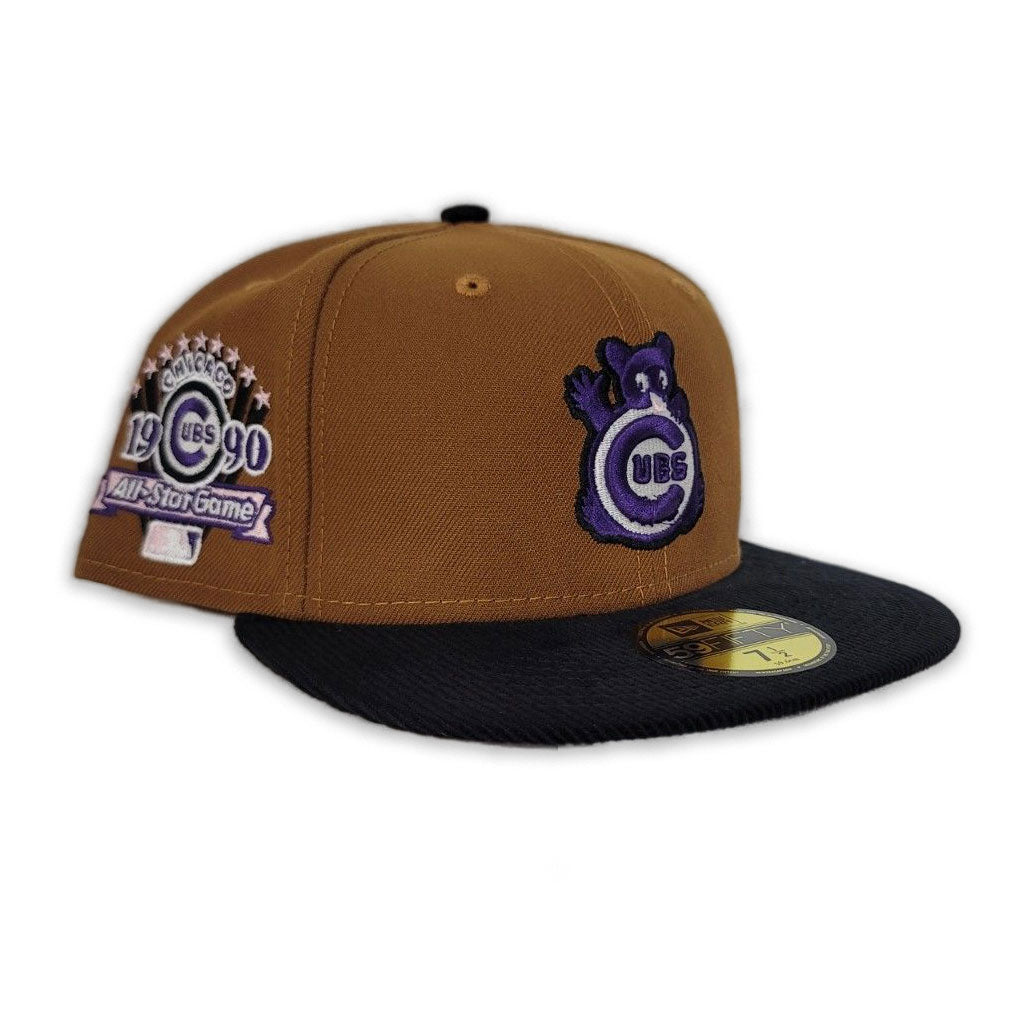 Chicago Cubs 1990 All Star Game Patch New Era 59FIFTY Purple Fitted Hat 7  3/4