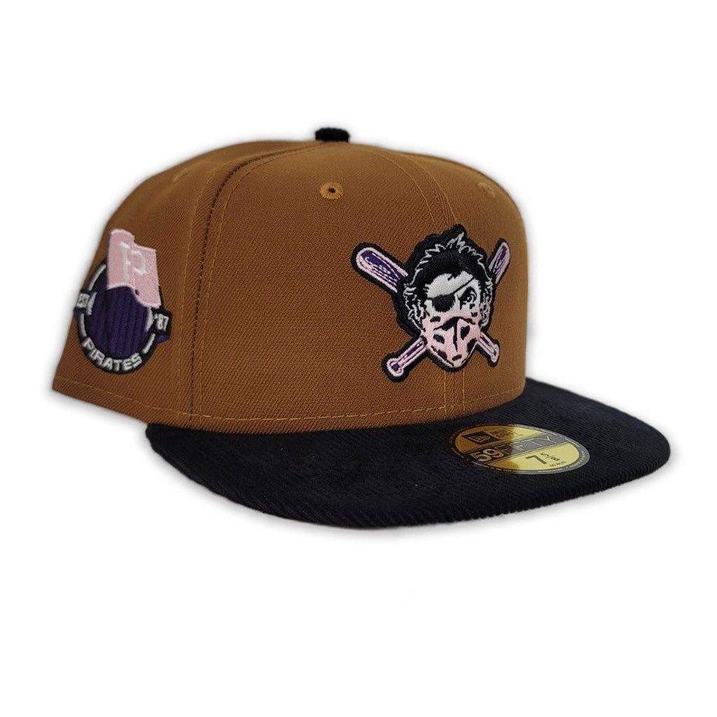 Toast Pittsburgh Pirates Black Corduroy Visor Purple Bottom Pirates Flag Side Patch New Era 59Fifty Fitted
