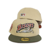 Vegas Gold Buffalo Bison Olive Green Visor Rust Bottom International League Side Patch New Era 59Fifty Fitted