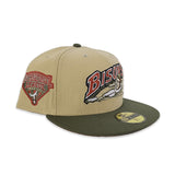 Vegas Gold Buffalo Bison Olive Green Visor Rust Bottom International League Side Patch New Era 59Fifty Fitted