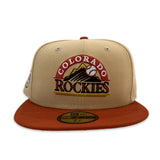 Vegas Gold Corduroy Colorado Rockies Rust Visor Gray Bottom 10th Years Anniversary Side Patch New Era 59Fifty Fitted