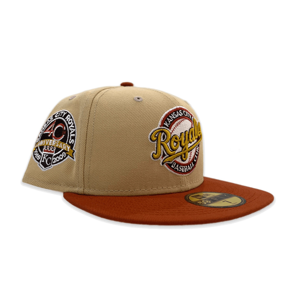 Vegas Gold Kansas City Royals Rust Visor Gray Bottom 40th Anniversary Side Patch New Era 59FIFTY Fitted 6 7/8