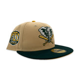 Vegas Gold Oakland Athletics Dark Green Visor Yellow Bottom 50th Anniversary Side Patch New Era 59Fifty Fitted