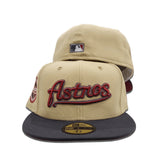 Vegas Gold Script Houston Astros Dark Gray Visor Red Bottom Celebrating 45 Years Side Patch New Era 59Fifty Fitted