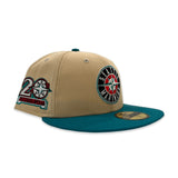 Vegas Gold Seattle Mariners Aqua Visor Silver Bottom 20th Anniversary Side Patch New Era 59Fifty Fitted