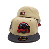 Vegas Gold Tennessee Smokies Dark Gray Visor Red Bottom Southern League Side Patch New Era 59Fifty Fitted