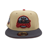 Vegas Gold Tennessee Smokies Dark Gray Visor Red Bottom Southern League Side Patch New Era 59Fifty Fitted