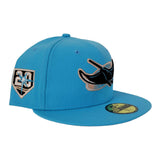 Vice Blue Tampa Bay Rays Peach Bottom 20th Anniversary Side Patch New Era 59Fifty Fitted