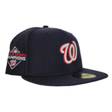 Washington Nationals Navy Blue Pink Bottom 2019 World Series Champions New Era 59Fifty Fitted