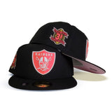 Black Las Vegas Raiders Pink Bottom 3X Super Bowl Champions Side Patch New Era 59Fifty Fitted