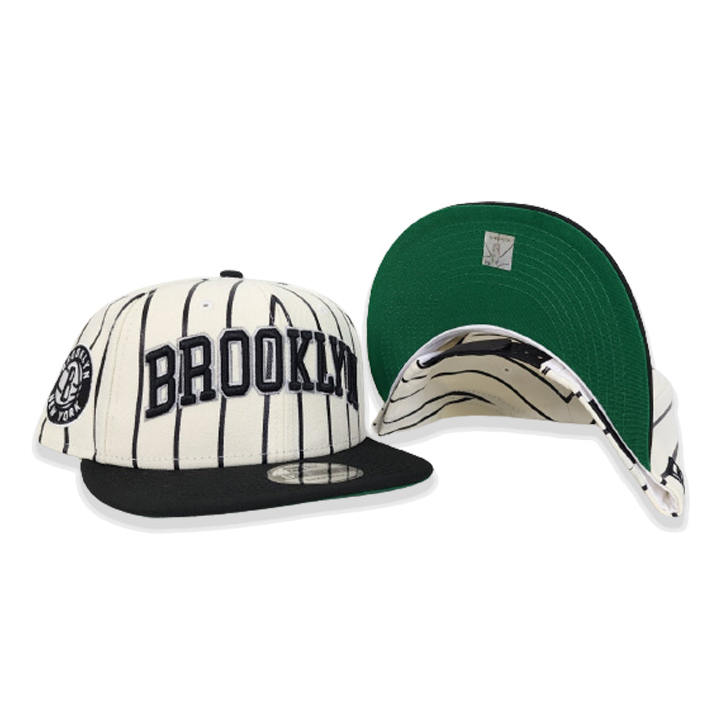 White Brooklyn Nets Pinstripe Green Bottom New Era 9Fifty Snapback