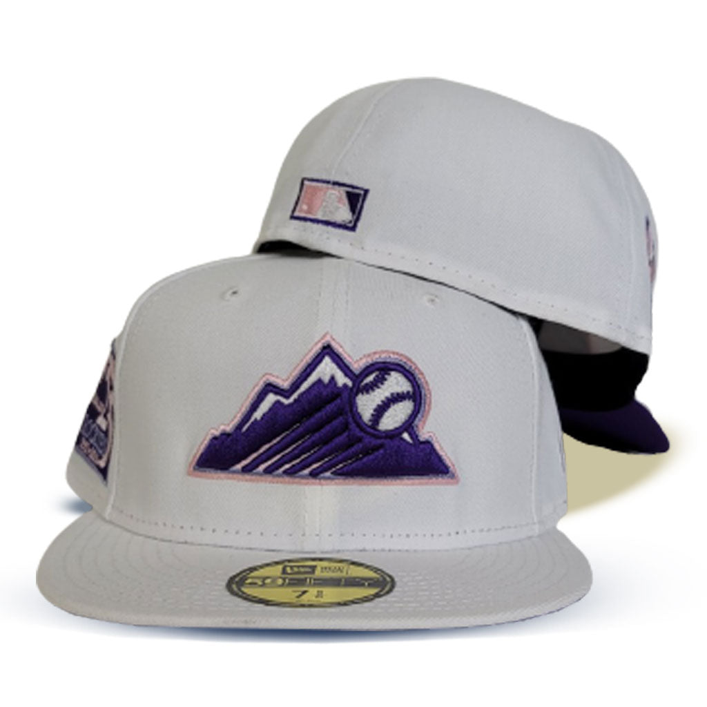 White Colorado Rockies Purple Bottom 25th Anniversary Side Patch New Era 59Fifty Fitted