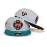 White Detroit Pistons Teal Visor Red Bottom 75th Anniversary Side Patch New Era 9Fifty Snapback