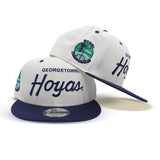 White Georgetown Hoyas Navy Blue Visor Gray Bottom 1984 NCAA Championship Side Patch New Era 9Fifty Snapback