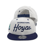 White Georgetown Hoyas Navy Blue Visor Gray Bottom 1984 NCAA Championship Side Patch New Era 9Fifty Snapback