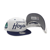 White Georgetown Hoyas Navy Blue Visor Gray Bottom 1984 NCAA Championship Side Patch New Era 9Fifty Snapback