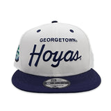 White Georgetown Hoyas Navy Blue Visor Gray Bottom 1984 NCAA Championship Side Patch New Era 9Fifty Snapback